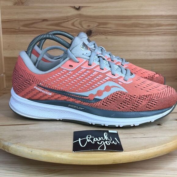 Saucony Shoes - Saucony Ride 13 Orange & White Athletic Running Shoes Womens Size 8.4